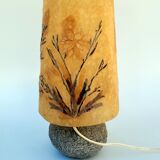 Granite lamp with triskell grave lampshade resin inclusion flowers 1960