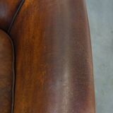 Cognac-Colored Vintage Sheepskin Leather Club Armchair
