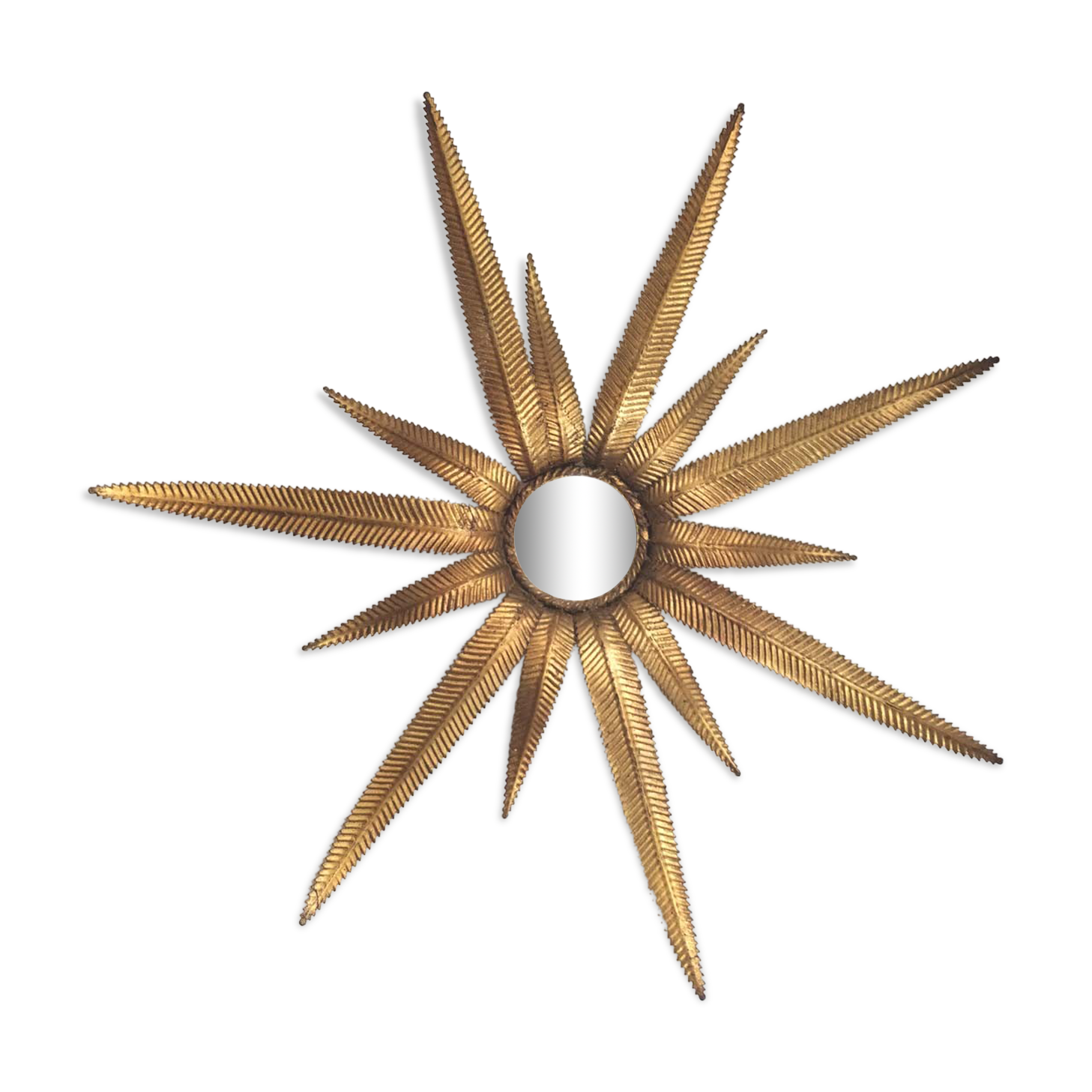 Mirror sun leaves gold metal 58cm