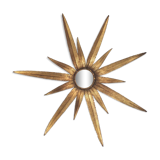 Mirror sun leaves gold metal 58cm