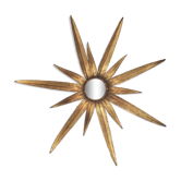 Mirror sun leaves gold metal 58cm