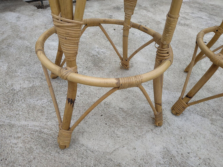 4 vintage rattan stools