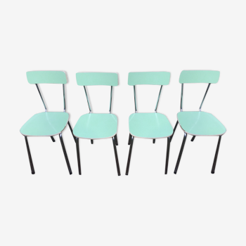 Set of 4 pastel green formica chairs