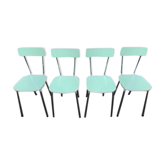 Set of 4 pastel green formica chairs