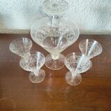 Port carafe in bohemian cut crystal and its 4 Glasses