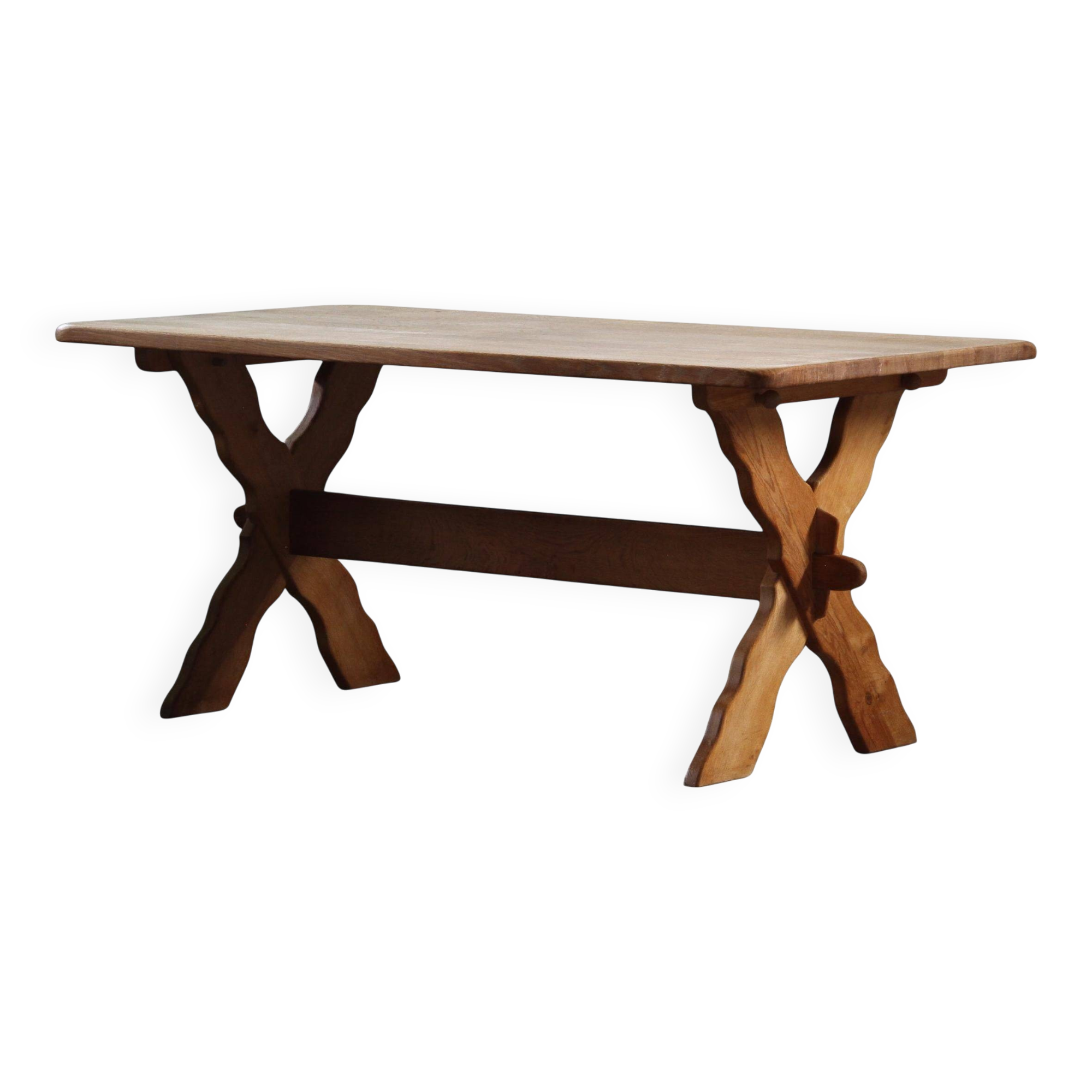 Vintage danish brutalist oak dining table
