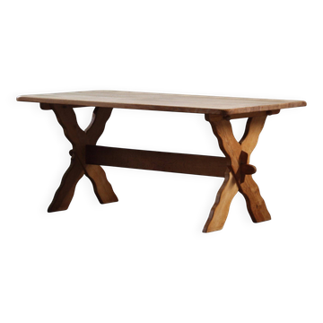 Table à manger en chêne brutaliste danois vintage