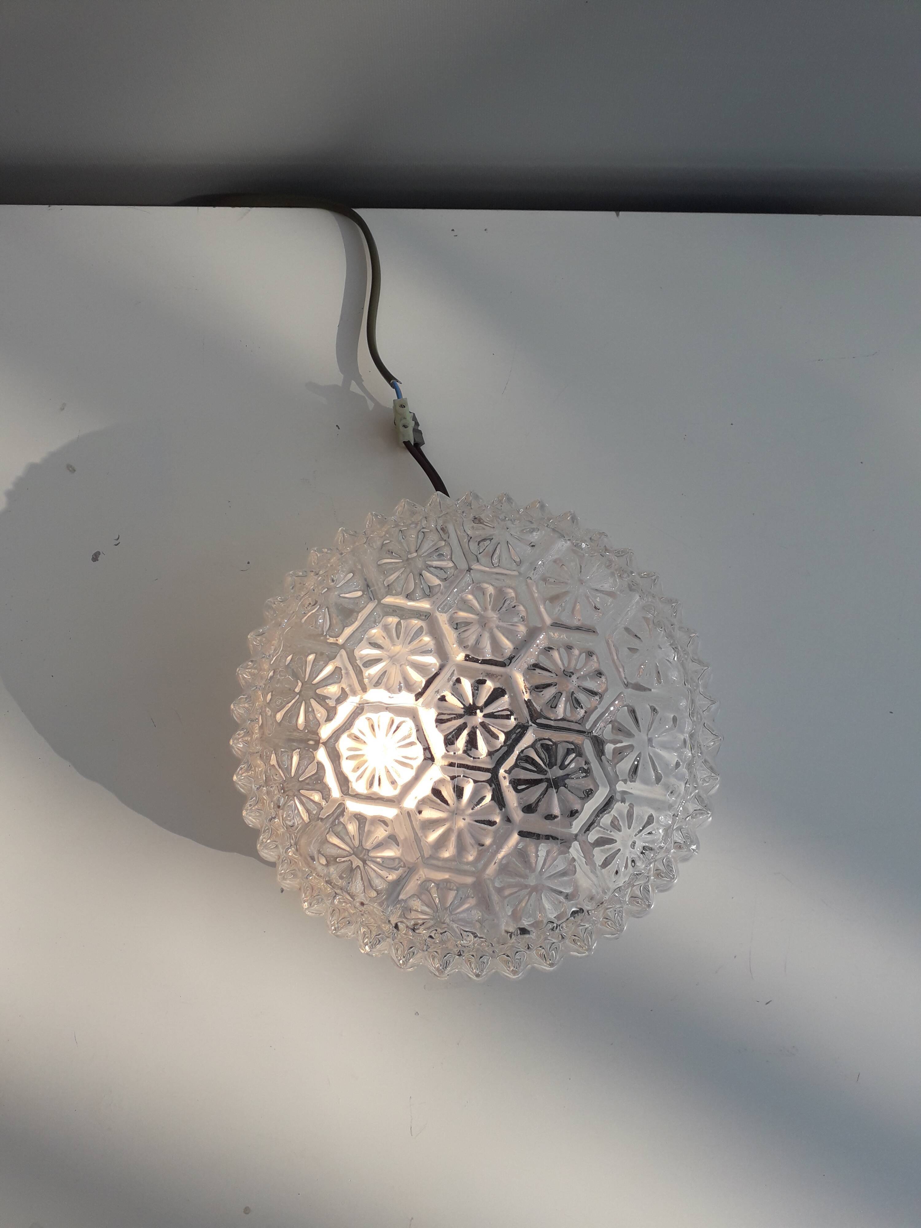 Vintage ceiling lamp glass molded