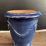 Vase d’Anduze émaillé bleu traditionnel – Modèle N°3