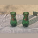 Paire de vases aux iris dore verre transparent vert et iris peint a la main art nouveau, collector