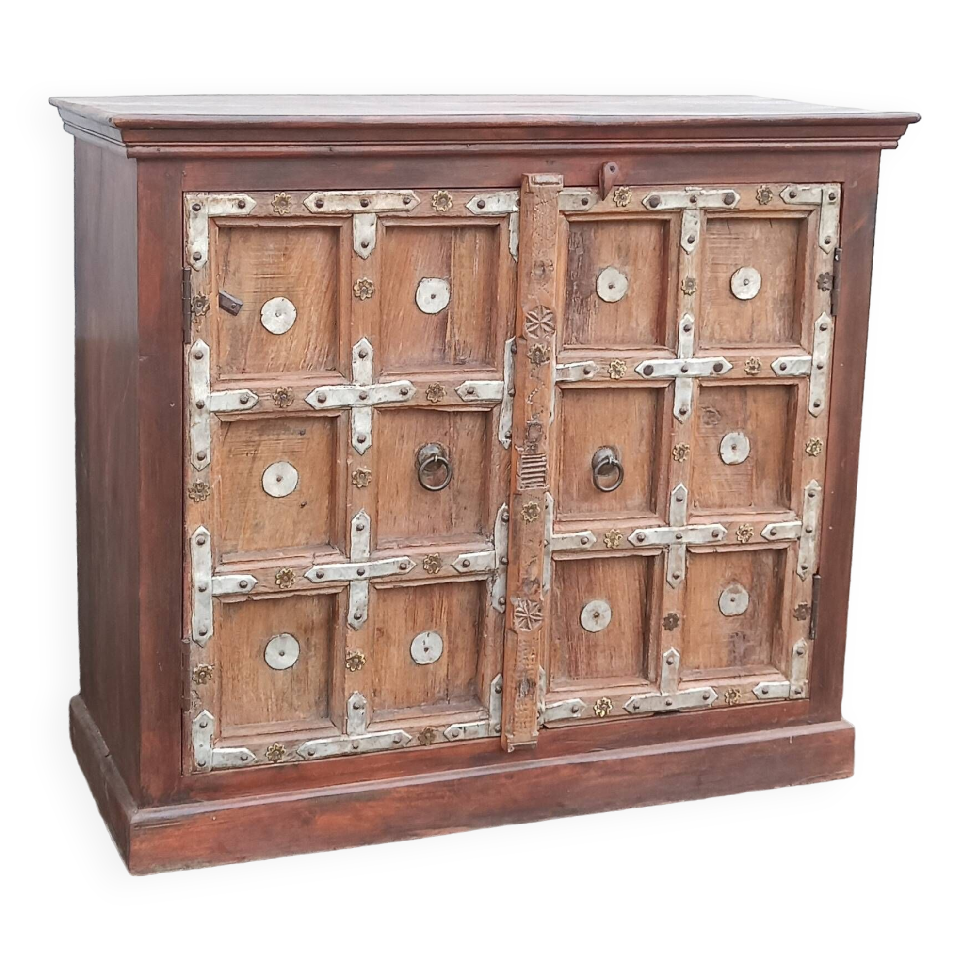 Small old wooden sideboard with two doors