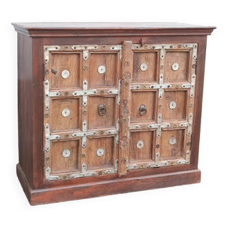 Small old wooden sideboard with two doors