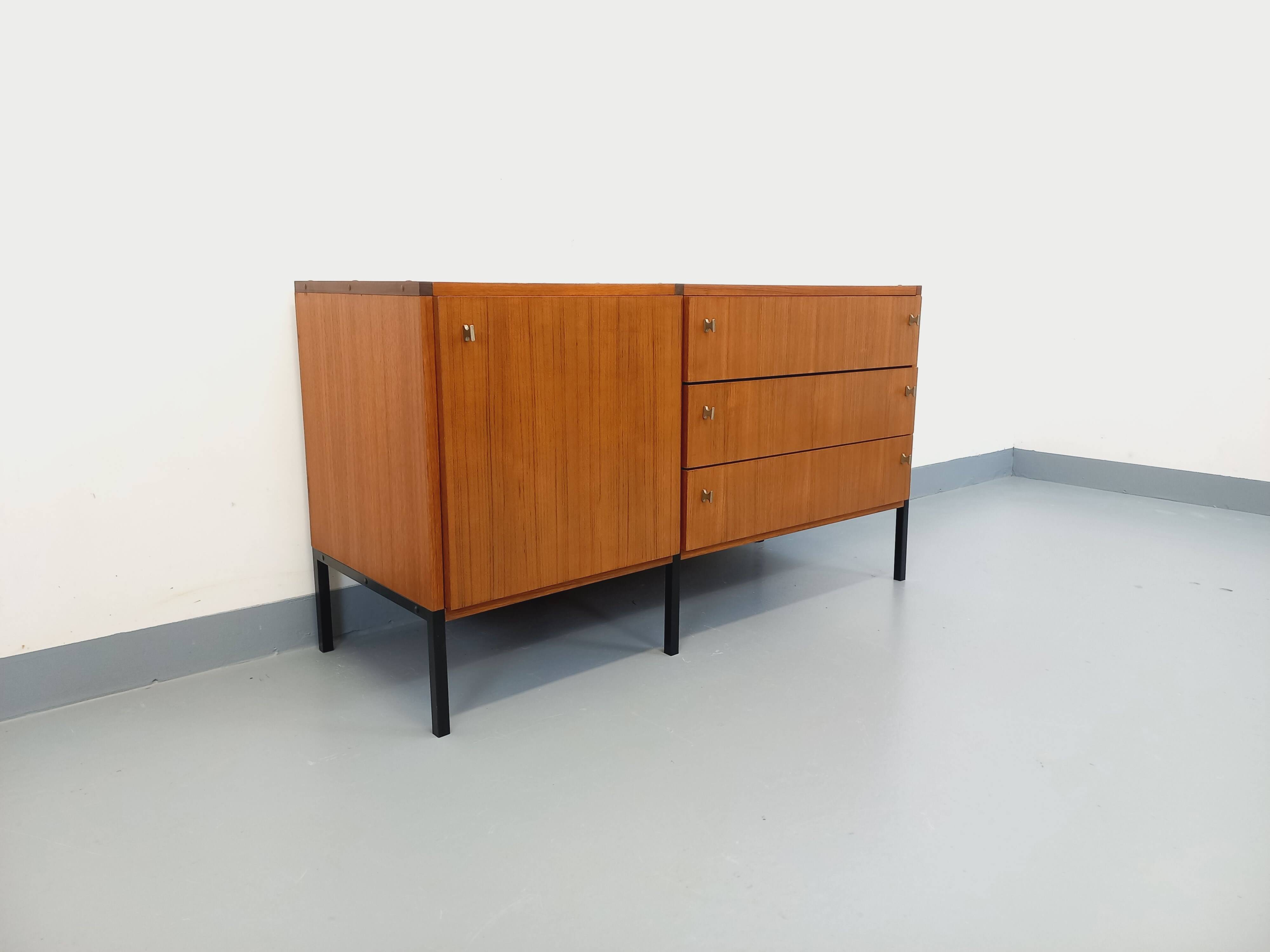 Vintage modernist enfilade ARP Minvielle by Guariche Mortier Motte teak