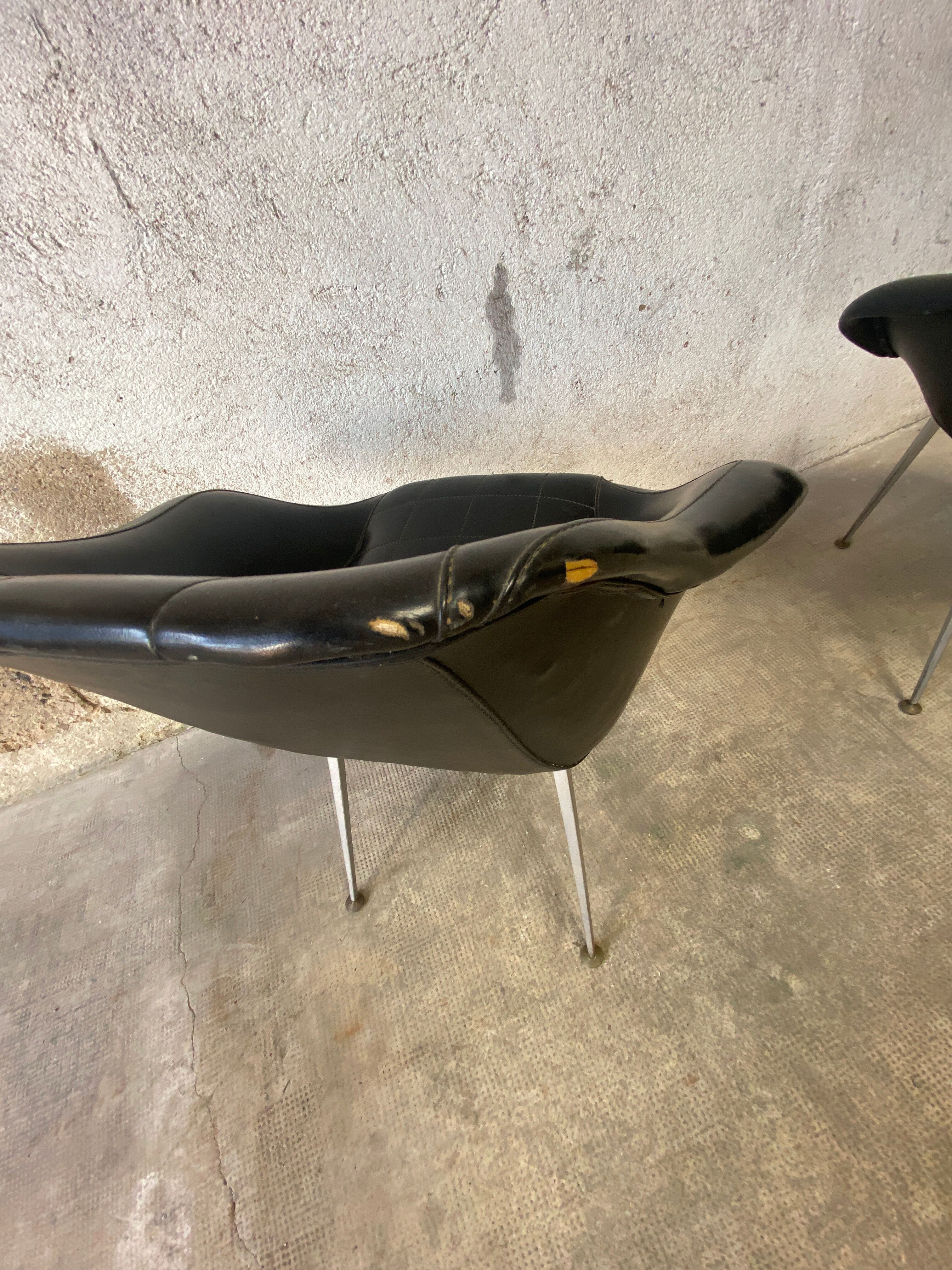 Pair of upholstered armchair year 60