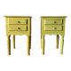 Pair of vintage carved wooden bedside tables – Sunny yellow finish