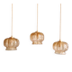 Vintage trio of amber glass pendants, 1960s-70s.