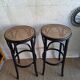Paire de tabourets de bar cannés , en bois courbé