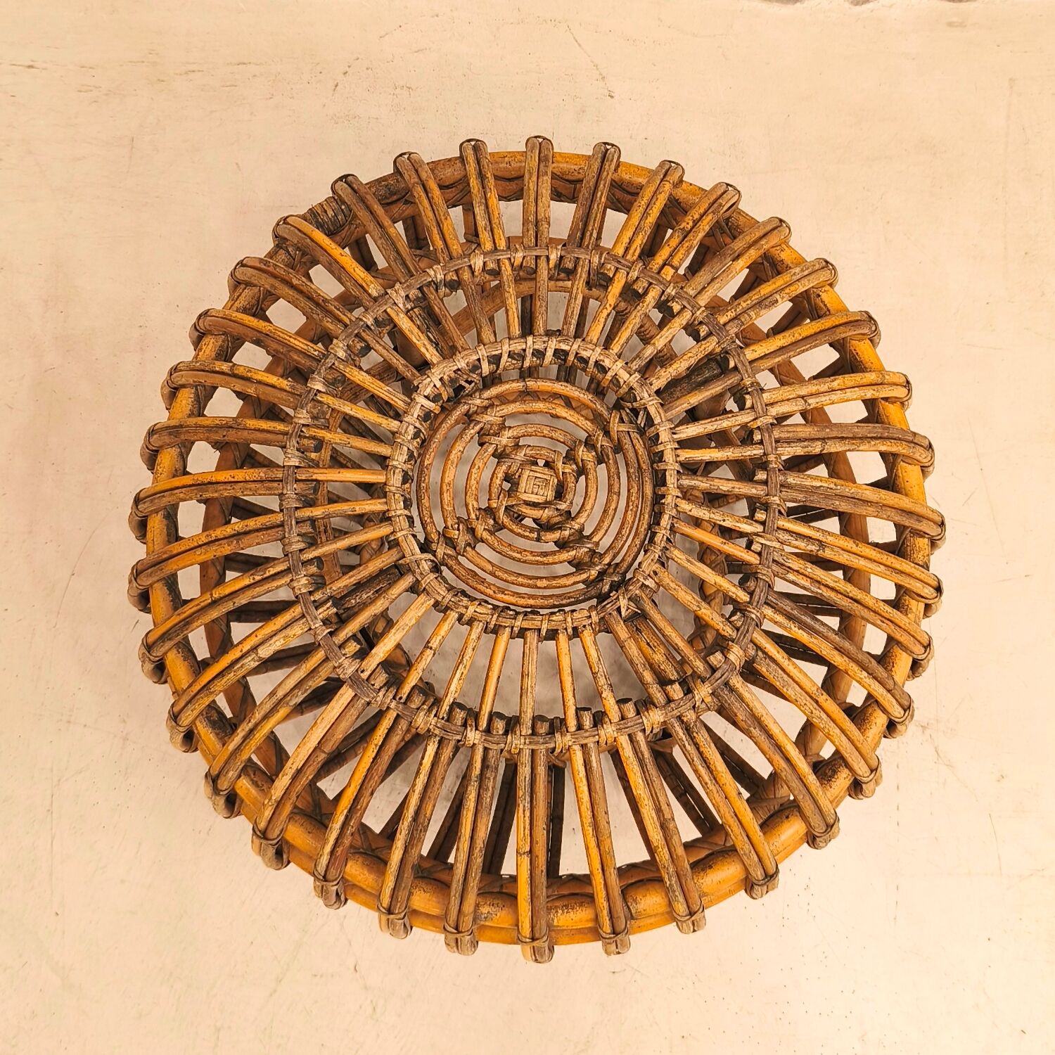 Pouf / ottoman in rattan designed by Franco Albini