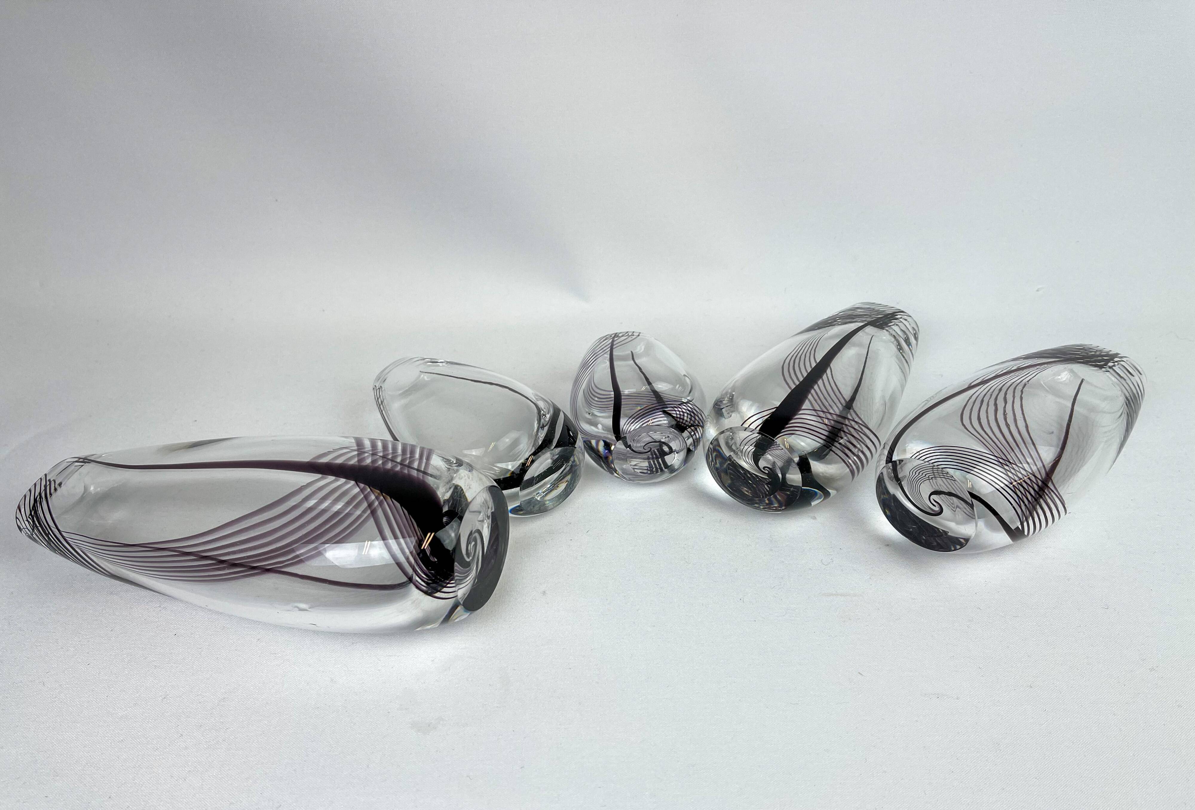 Midcentury collection of art glass vases by Vicke Lindstrand for Kosta Sweden.