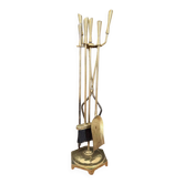 Golden metal fireplace tool set, 1970