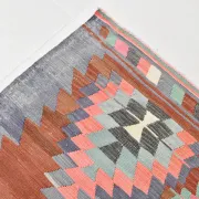 Pink & Red Vintage Tribal Kilim Rug, Turkish Handwoven Wool Bohemian Decor