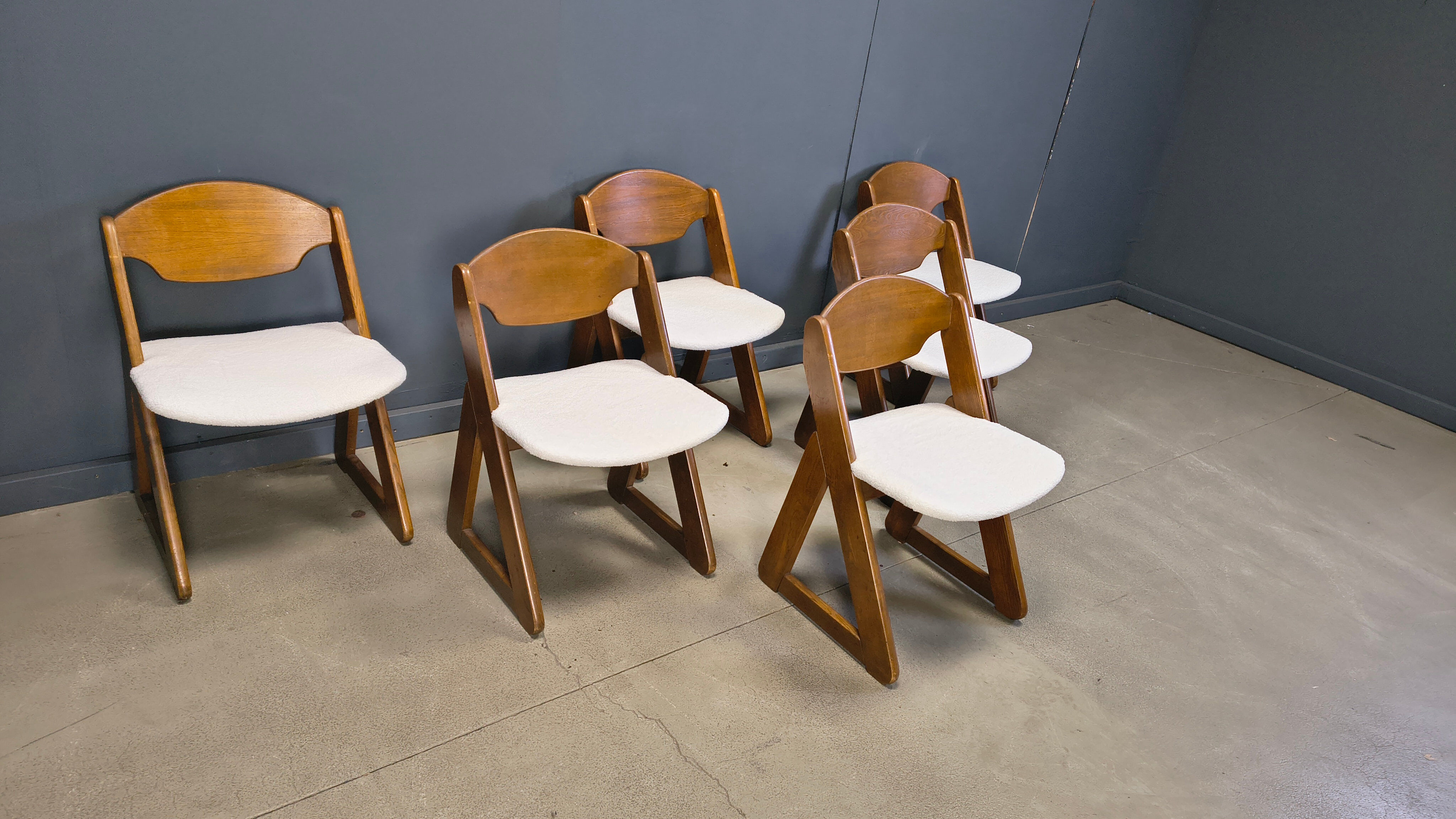 Vintage brutalist dining chairs, set of 6 - 1960s