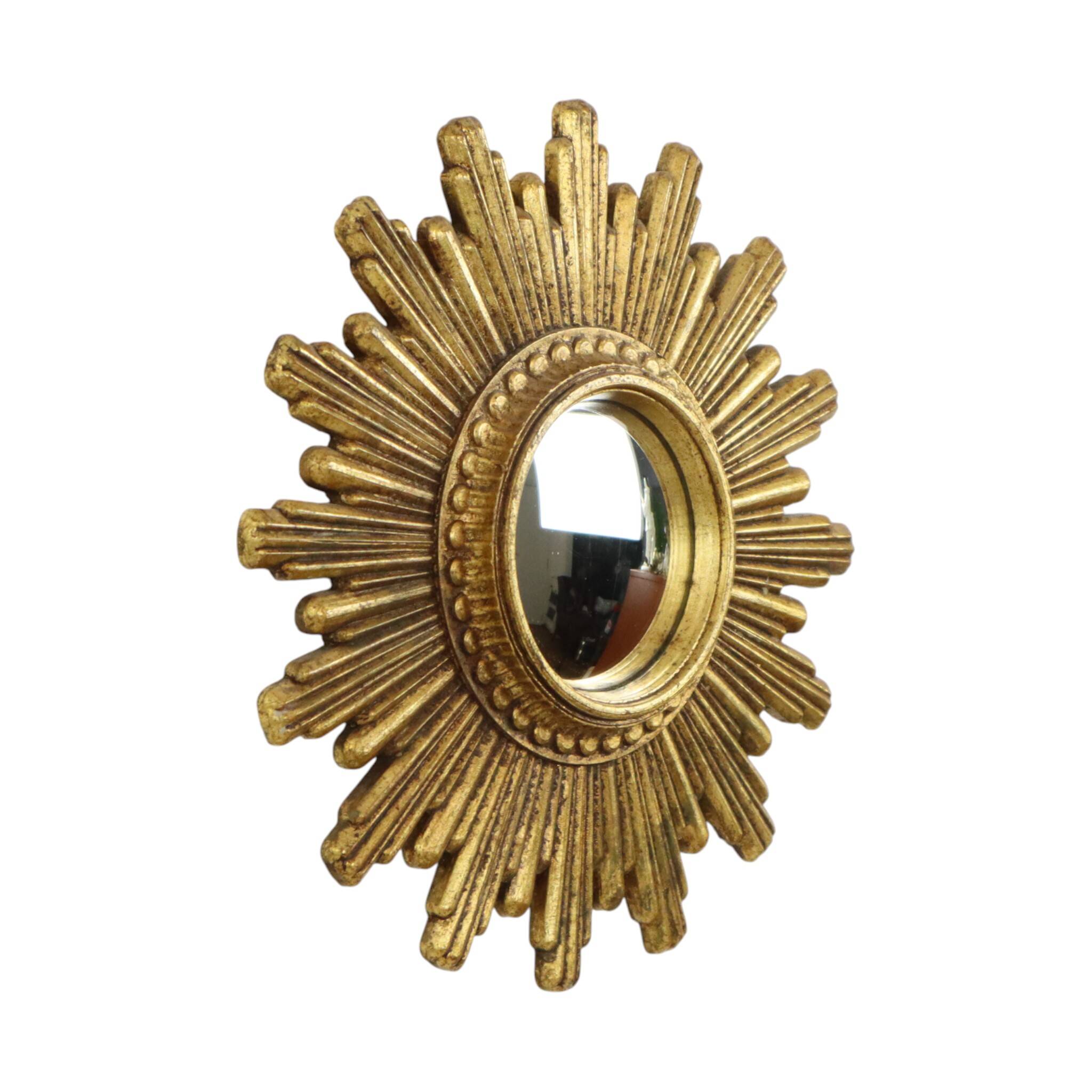Small Sun Mirror Sunburst Mirror Gold Convex 24cm