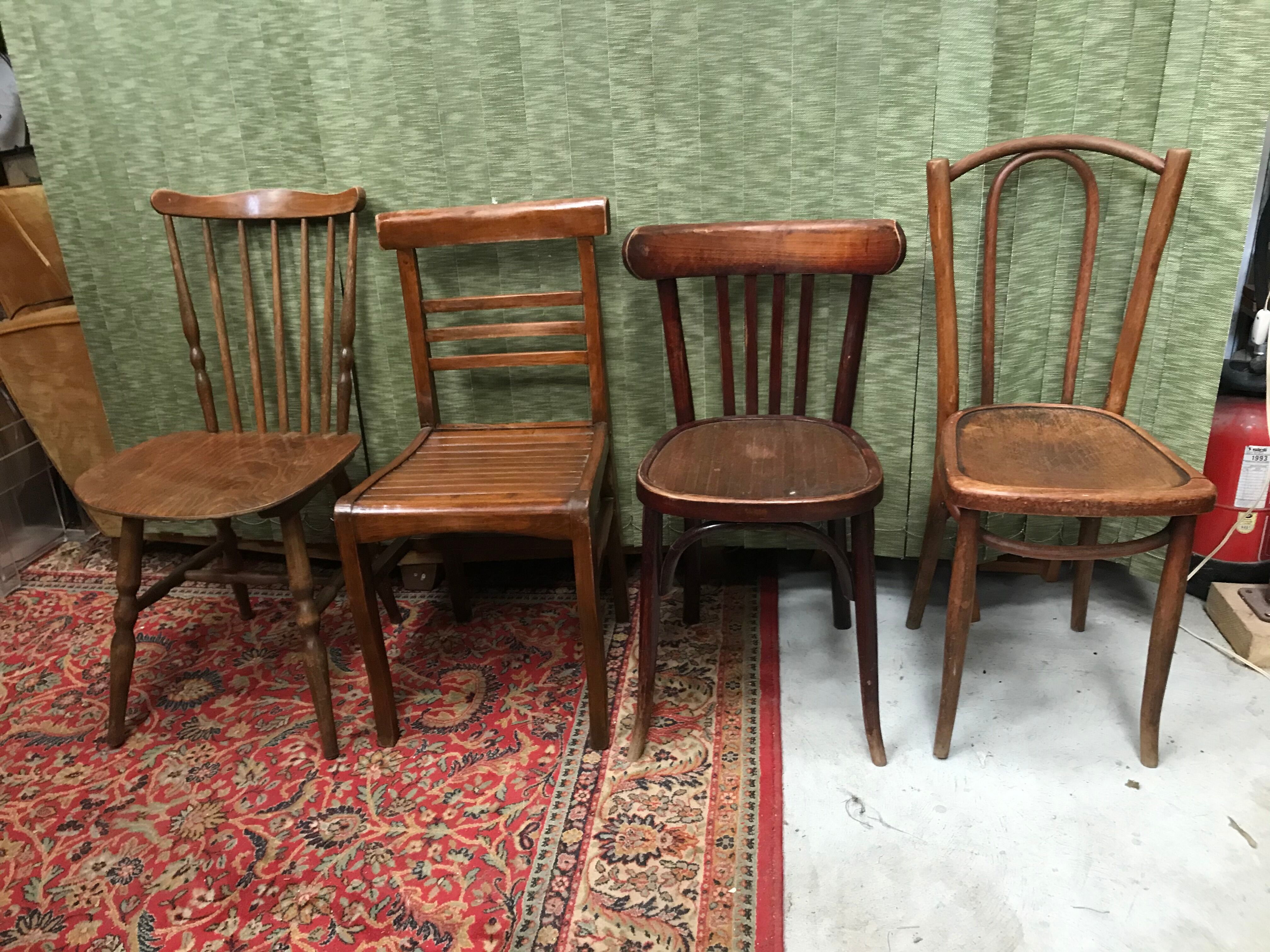 4 vintage mismatched bistro chairs