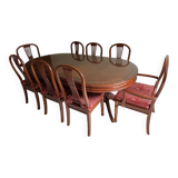 Extendable oval rosewood table + 8 chairs – Hong Chinese Furniture
