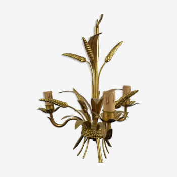 3-branched vintage golden wheat chandelier