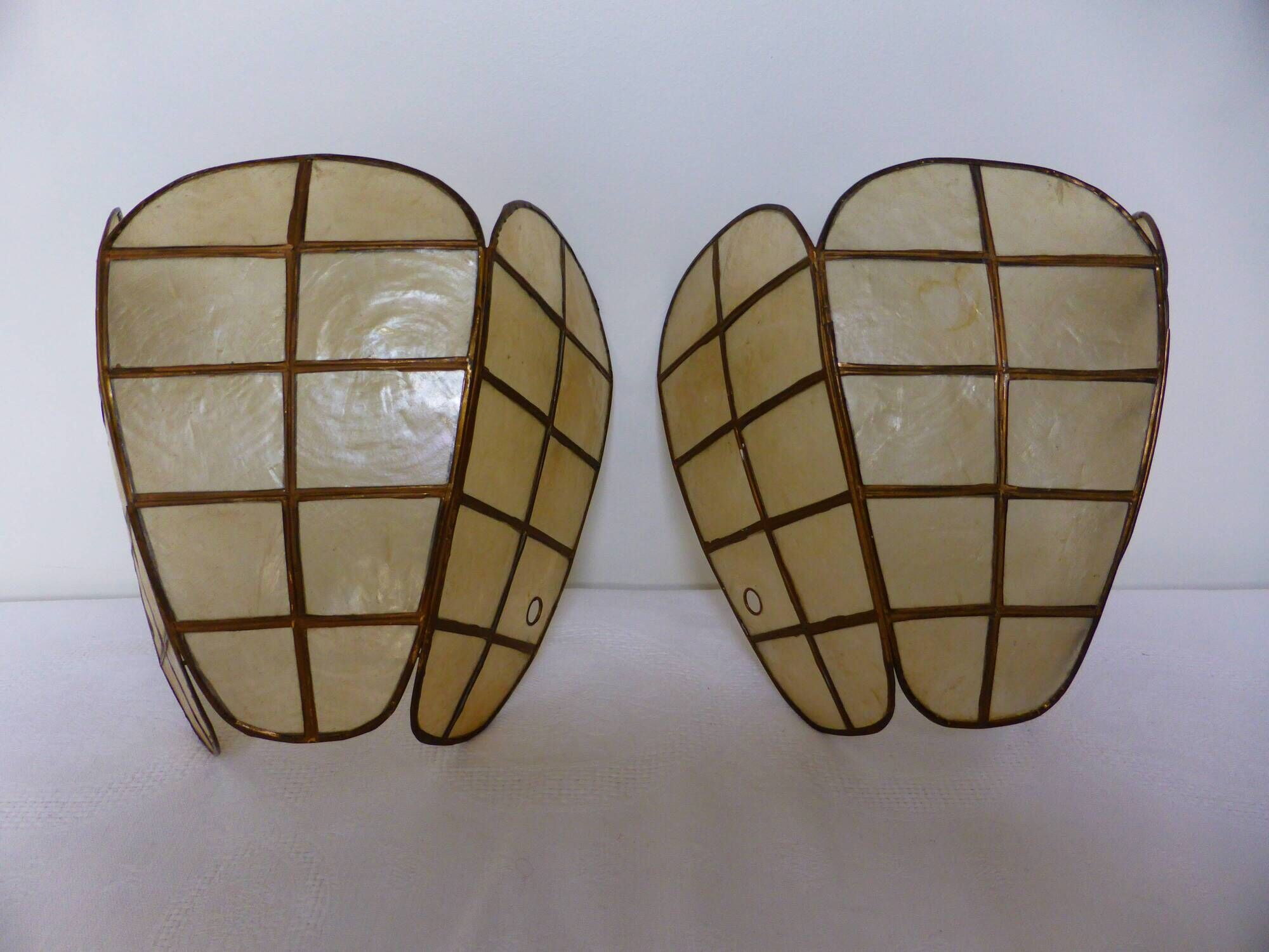Vintage mother-of-pearl and brass wall lamp 210897
