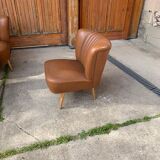 Mid-century sky brown cocktail chairs and sofa, 1950s, set of 4