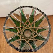 Flared crystal vase in green Saint-Louis France