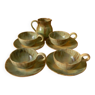 Set of 4 cups and a ceramic milk jug by Charles GREBER