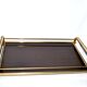 Tray in gilded brass and mahogany melamine wood, 1960-1970