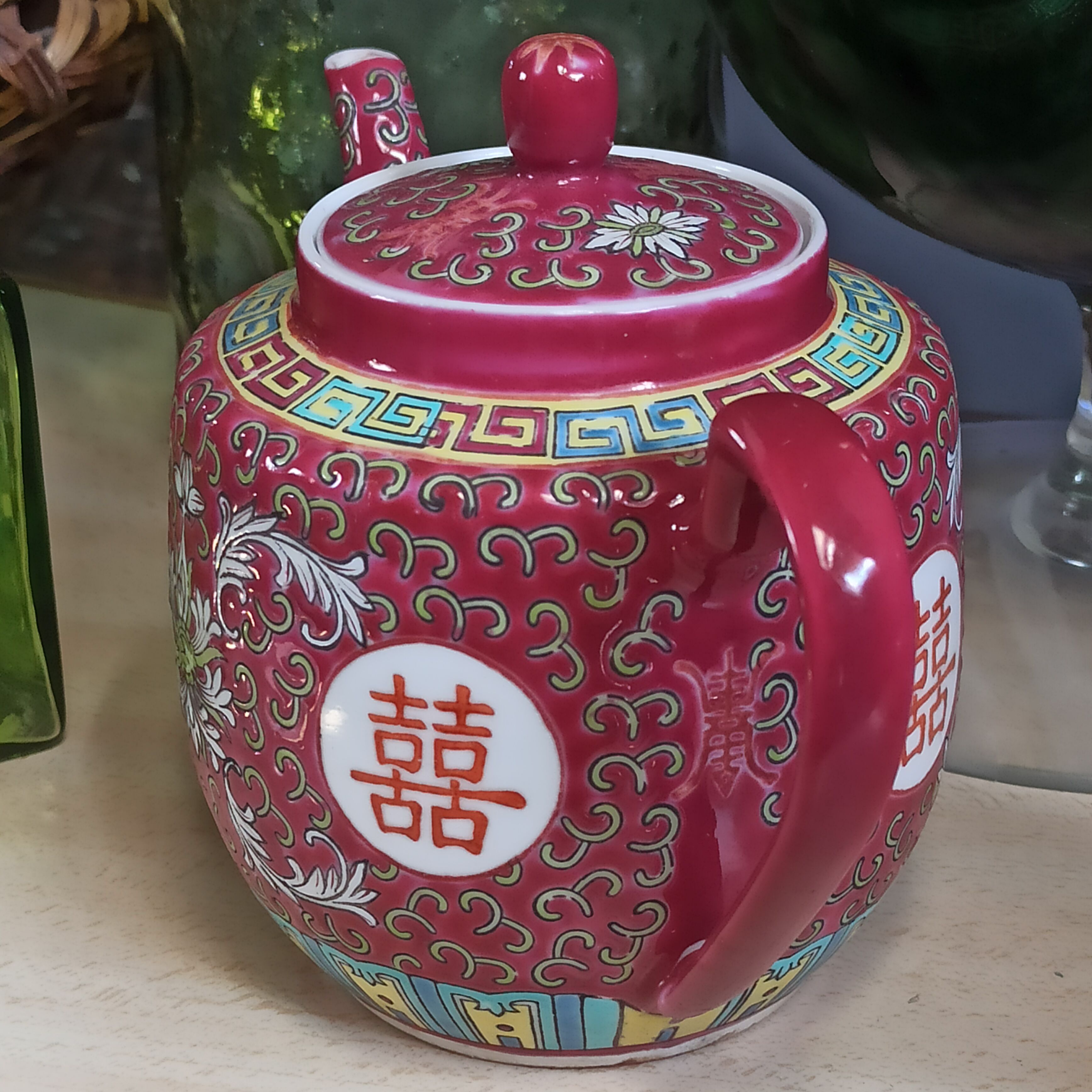 Chinese teapot Mun Shou Longevity vintage