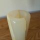 Vintage cylindrical vase in veined honey white onyx, 18 cm