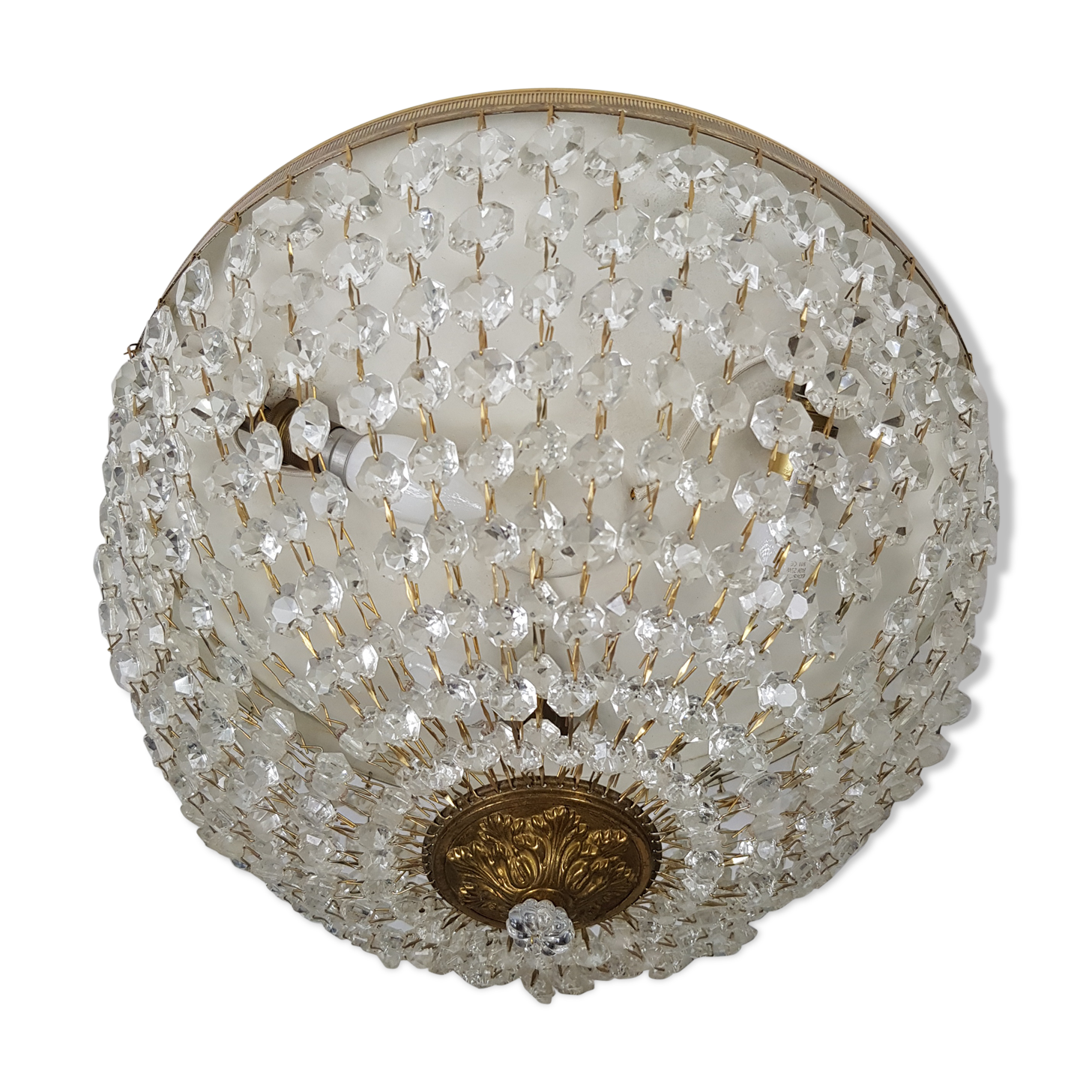 Ceiling light basket with 3 lights in gilded brass