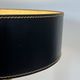 Black Quilted Leather Table Lamp and Golden Brass. French Craftsmanship.