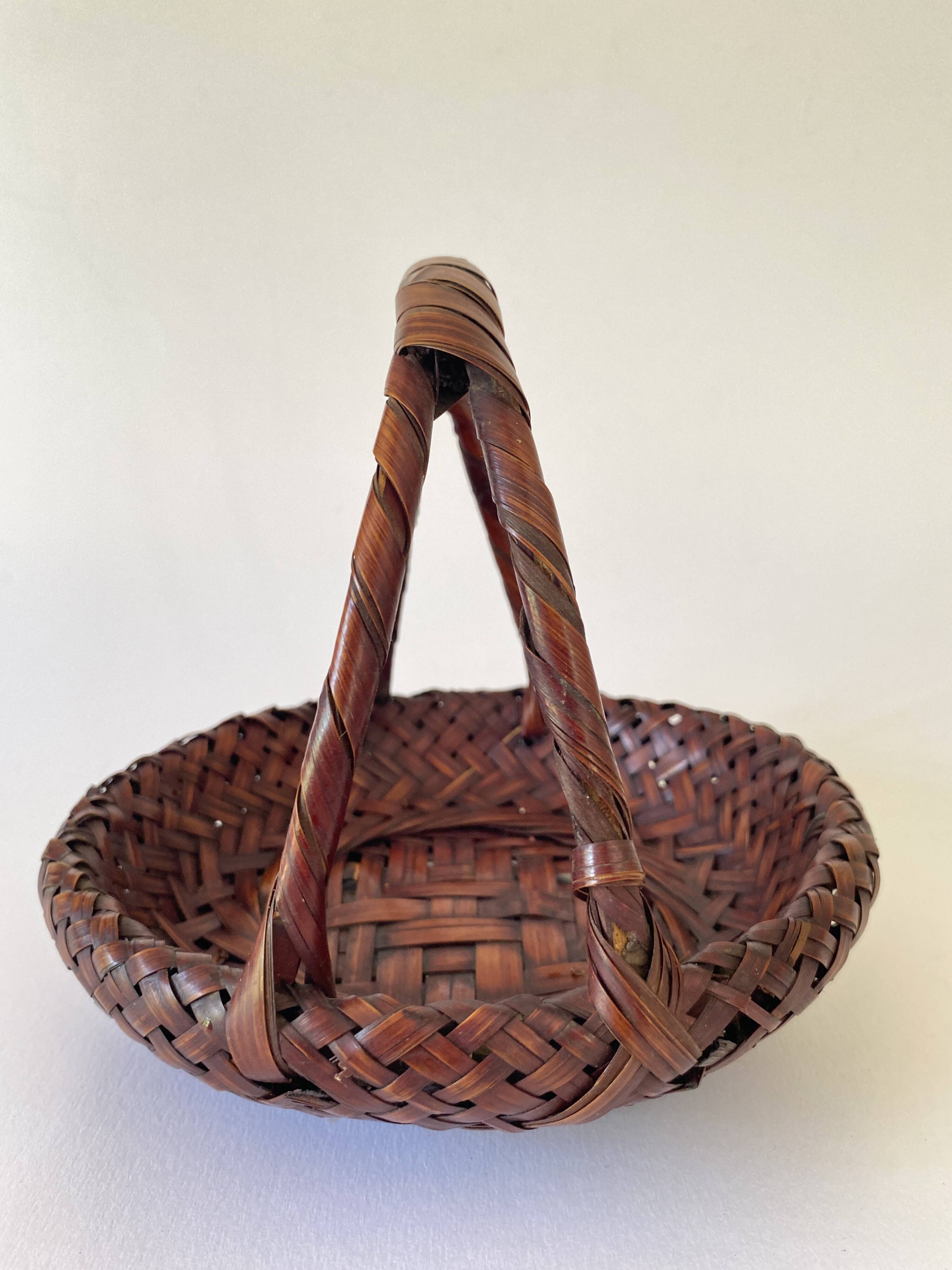 Japanese Ikebana basket, woven bamboo, 1960