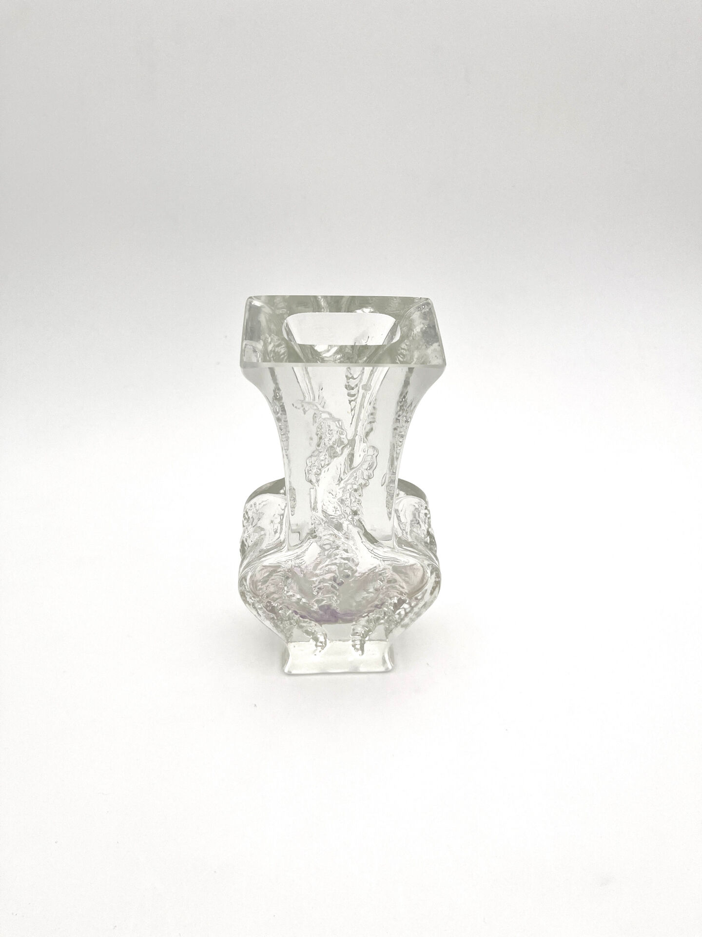 Brutalist Vase Ingrid Glashütte 3085 Transparent Glass 70s