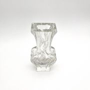 Brutalist Vase Ingrid Glashütte 3085 Transparent Glass 70s