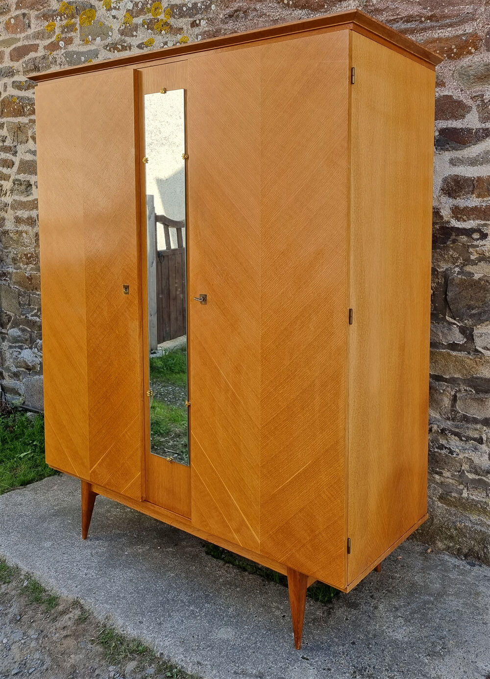 Wooden cabinet, wardrobe, shelves, vintage, 60s