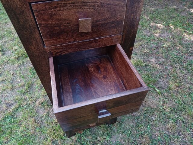 High chest of drawers in exotic rosewood solid wood with 5 drawers