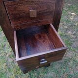 Chiffonnier commode haute bois massif éxotique palissandre 5 tiroirs