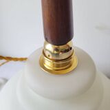 Opaline and teak pendant light