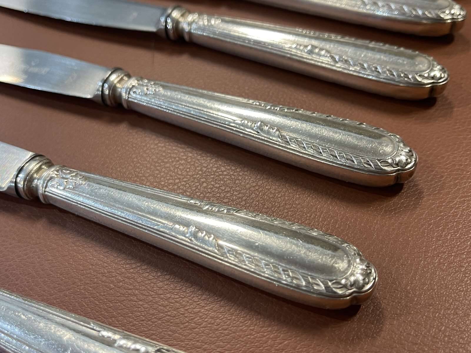 Lot de 12 petits couteaux en métal argenté et inox de la marque Ravinet d'Enfer Paris