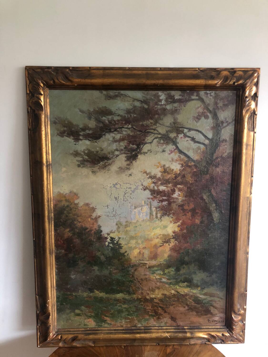 Oil on canvas 19th century landscape by Brunot