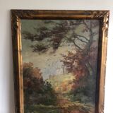 Huile sur toile XIXe paysage de Brunot