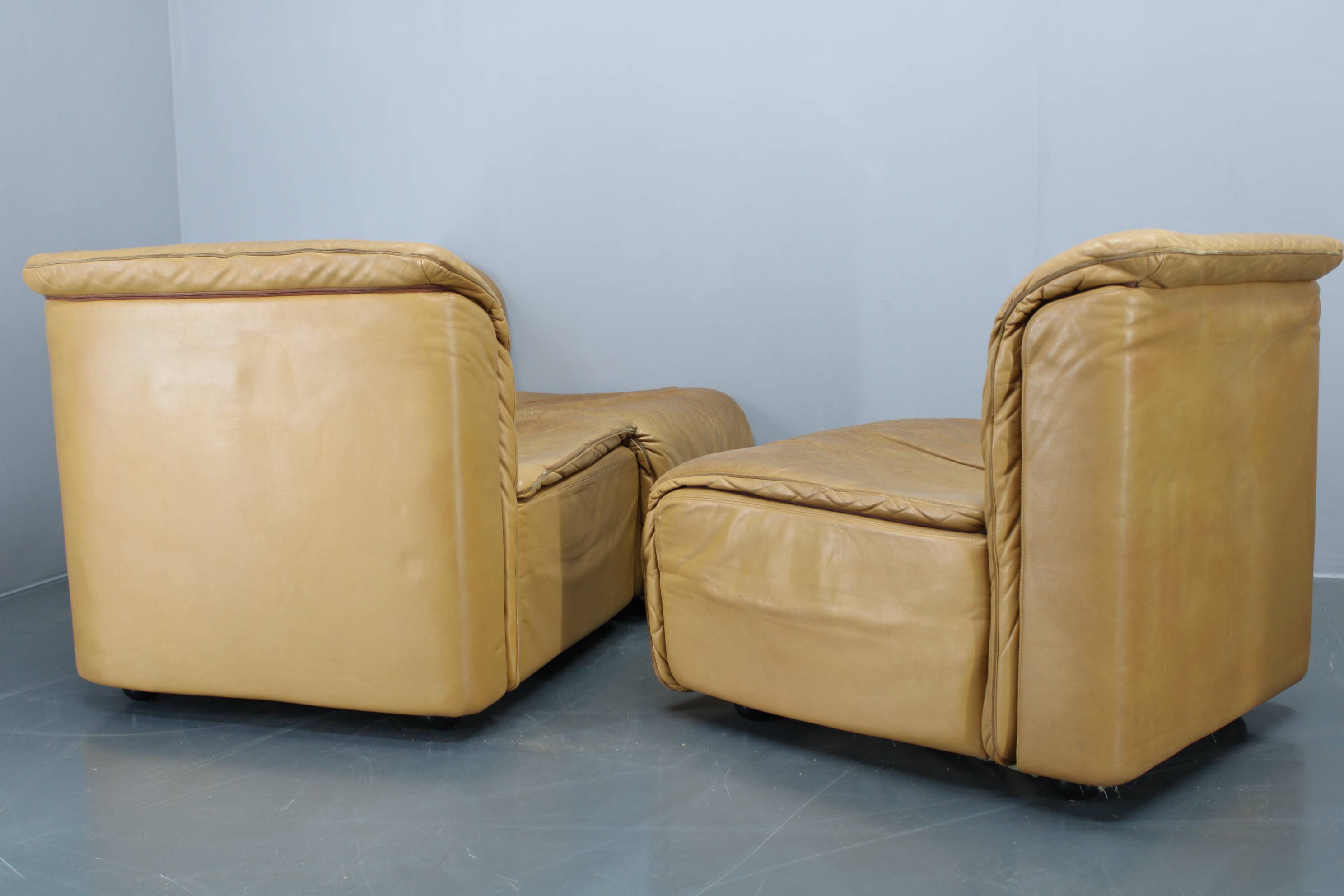 1970s Wittmann Hochbaret leather Modular Sofa, Austria